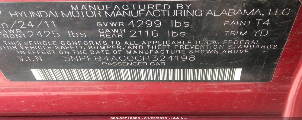 5NPEB4AC0CH324198 2012 HYUNDAI SONATA photo no. 9