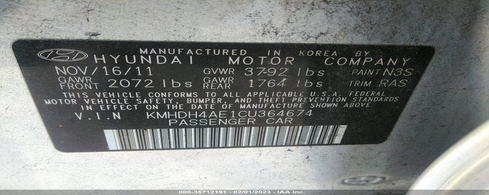 KMHDH4AE1CU364674 2012 HYUNDAI ELANTRA photo no. 9