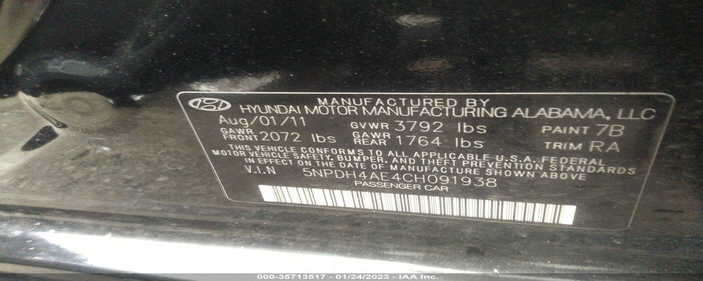 5NPDH4AE4CH091938 2012 HYUNDAI ELANTRA photo no. 9