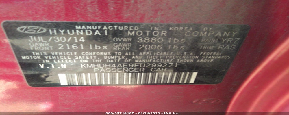 KMHDH4AE9FU299271 2015 HYUNDAI ELANTRA photo no. 9