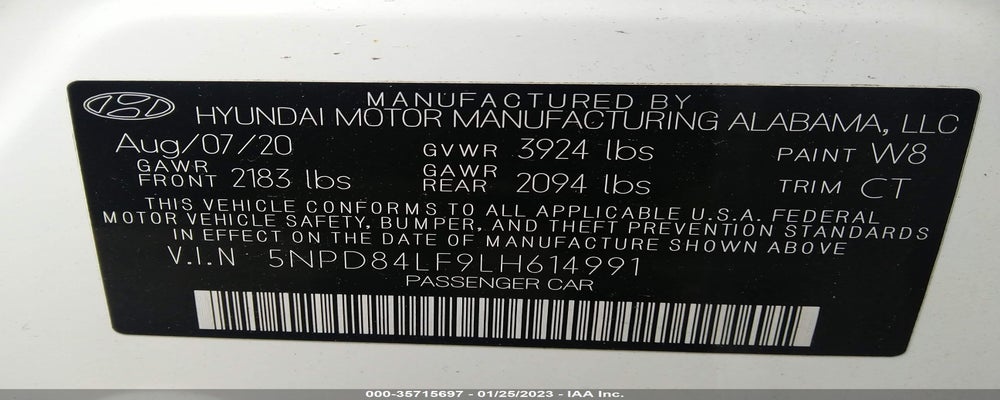 5NPD84LF9LH614991 2020 HYUNDAI ELANTRA photo no. 9