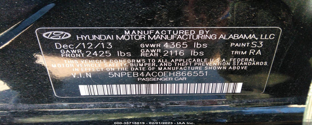 5NPEB4AC0EH866551 2014 HYUNDAI SONATA photo no. 9