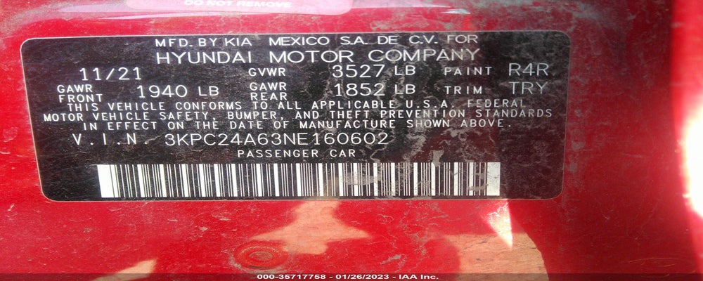 3KPC24A63NE160602 2022 HYUNDAI ACCENT photo no. 9