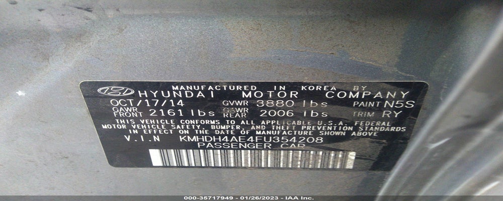 KMHDH4AE4FU354208 2015 HYUNDAI ELANTRA photo no. 9
