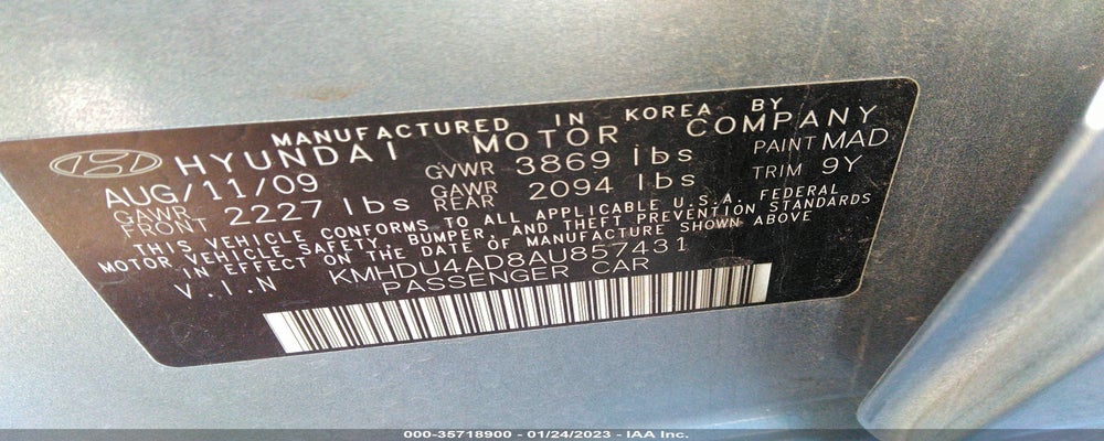 KMHDU4AD8AU857431 2010 HYUNDAI ELANTRA photo no. 9