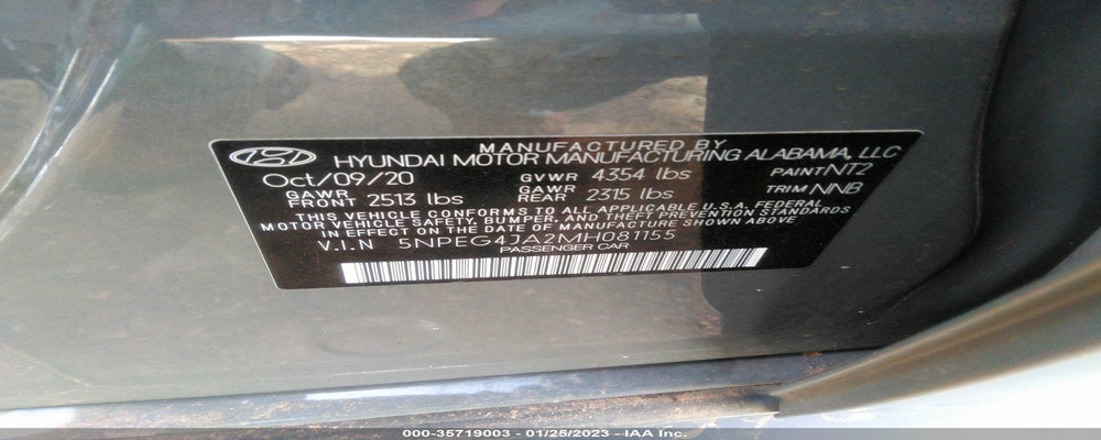 5NPEG4JA2MH081155 2021 HYUNDAI SONATA photo no. 9
