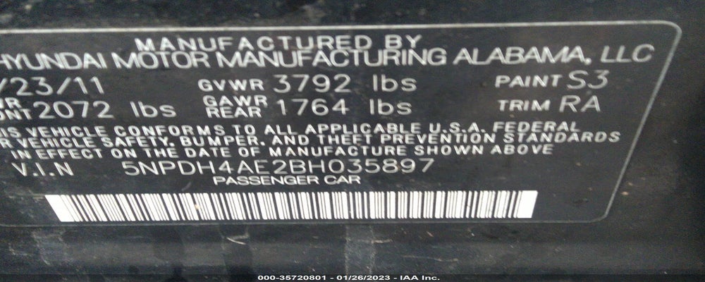 5NPDH4AE2BH035897 2011 HYUNDAI ELANTRA photo no. 9