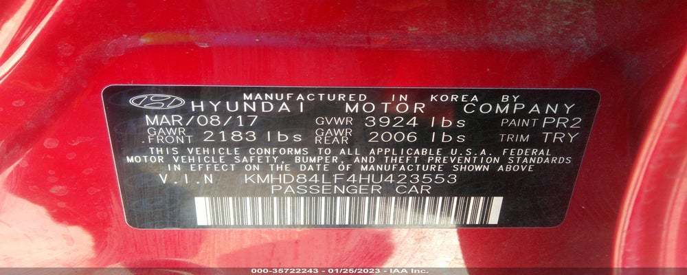 KMHD84LF4HU423553 2017 HYUNDAI ELANTRA photo no. 9