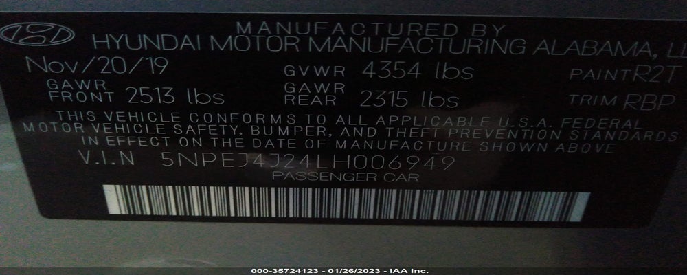 5NPEJ4J24LH006949 2020 HYUNDAI SONATA photo no. 9
