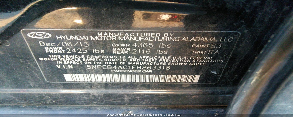 5NPEB4AC1EH863318 2014 HYUNDAI SONATA photo no. 9