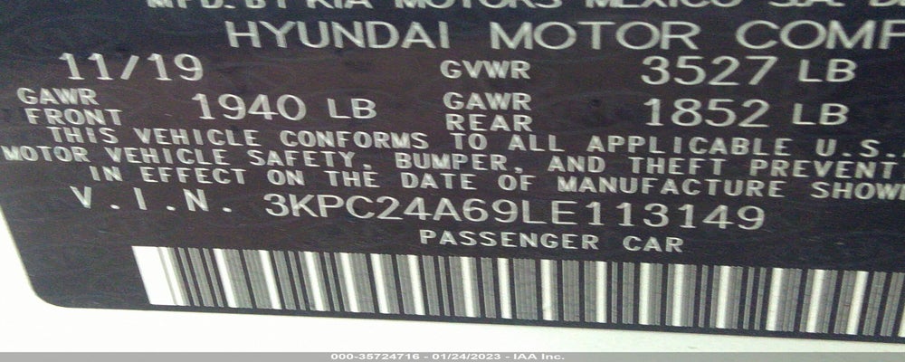 3KPC24A69LE113149 2020 HYUNDAI ACCENT photo no. 9