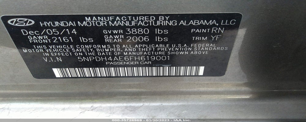 5NPDH4AE6FH619001 2015 HYUNDAI ELANTRA photo no. 9