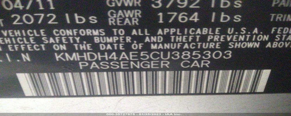 KMHDH4AE5CU385303 2012 HYUNDAI ELANTRA photo no. 9
