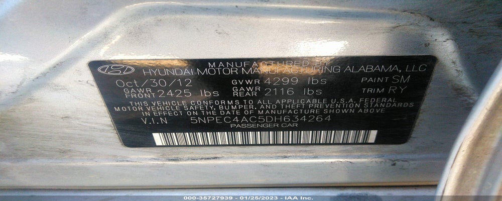 5NPEC4AC5DH634264 2013 HYUNDAI SONATA photo no. 9