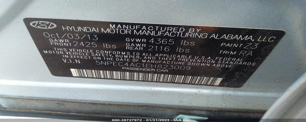 5NPEC4AC1EH823009 2014 HYUNDAI SONATA photo no. 9