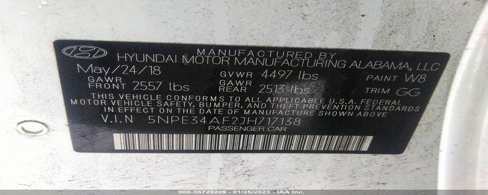 5NPE34AF2JH717138 2018 HYUNDAI SONATA photo no. 9