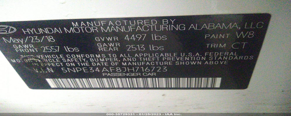 5NPE34AF8JH716723 2018 HYUNDAI SONATA photo no. 9