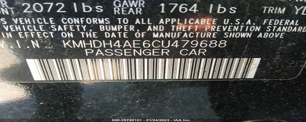 KMHDH4AE6CU479688 2012 HYUNDAI ELANTRA photo no. 9