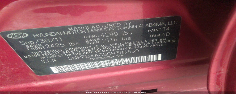 5NPEB4AC8CH386660 2012 HYUNDAI SONATA photo no. 9