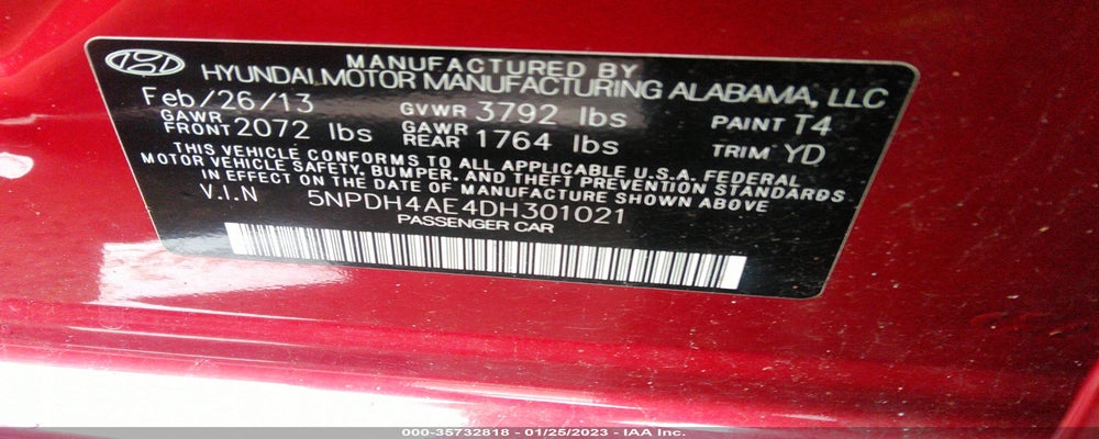 5NPDH4AE4DH301021 2013 HYUNDAI ELANTRA photo no. 9