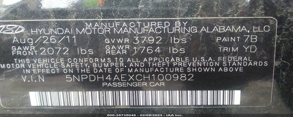 5NPDH4AEXCH100982 2012 HYUNDAI ELANTRA photo no. 9
