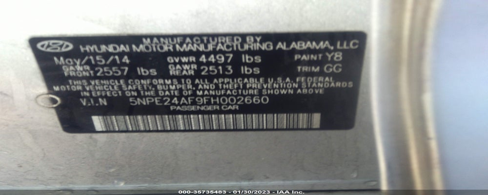5NPE24AF9FH002660 2015 HYUNDAI SONATA photo no. 9