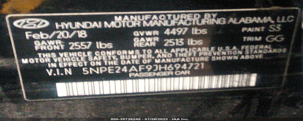 5NPE24AF9JH694721 2018 HYUNDAI SONATA photo no. 9