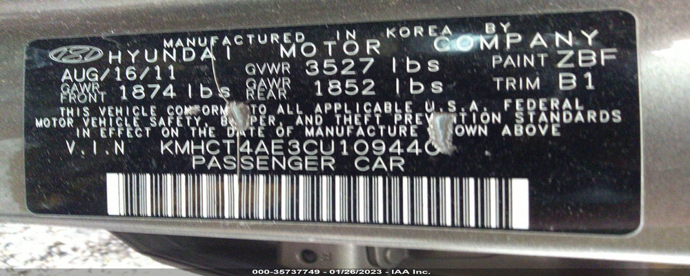 KMHCT4AE3CU109440 2012 HYUNDAI ACCENT photo no. 9