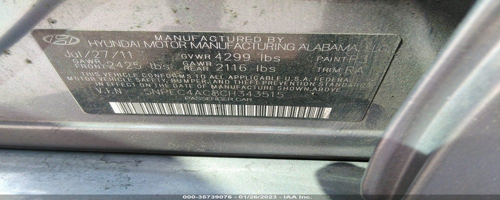 5NPEC4AC8CH343515 2012 HYUNDAI SONATA photo no. 9