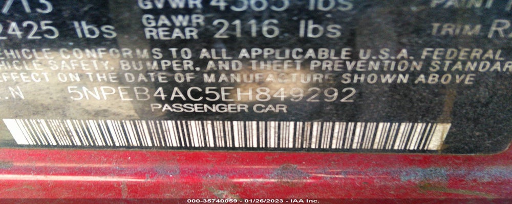 5NPEB4AC5EH849292 2014 HYUNDAI SONATA photo no. 9