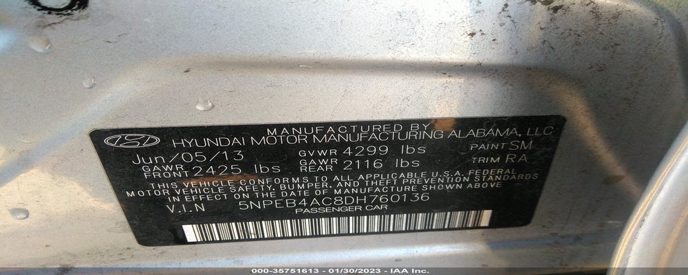 5NPEB4AC8DH760136 2013 HYUNDAI SONATA photo no. 9