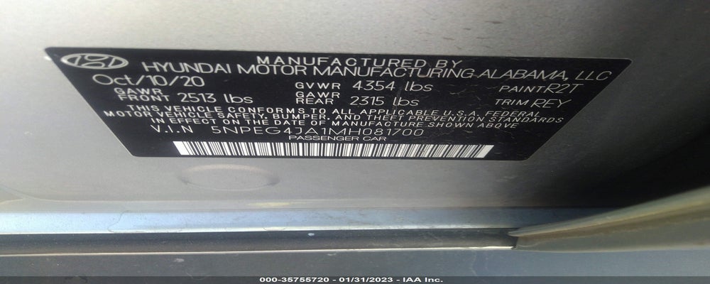 5NPEG4JA1MH081700 2021 HYUNDAI SONATA photo no. 9