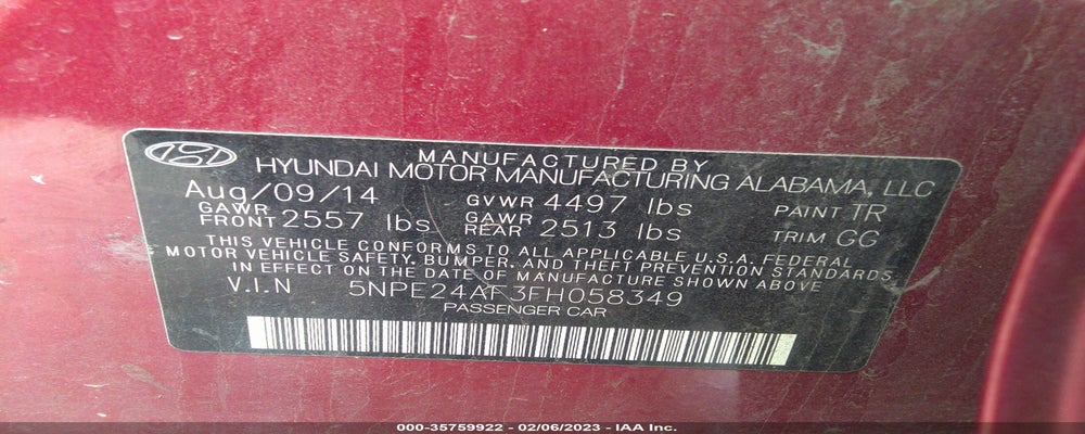 5NPE24AF3FH058349 2015 HYUNDAI SONATA photo no. 9