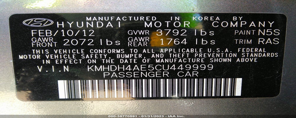 KMHDH4AE5CU449999 2012 HYUNDAI ELANTRA photo no. 9