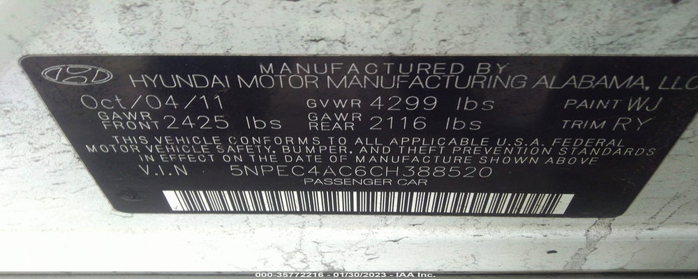 5NPEC4AC6CH388520 2012 HYUNDAI SONATA photo no. 9