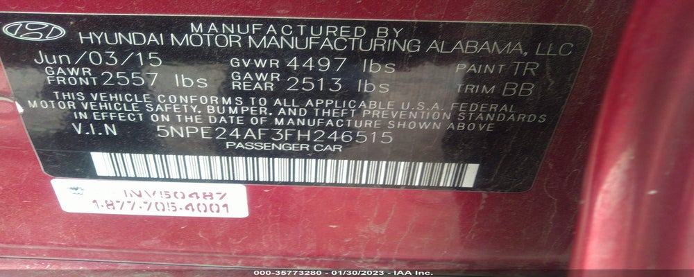 5NPE24AF3FH246515 2015 HYUNDAI SONATA photo no. 9
