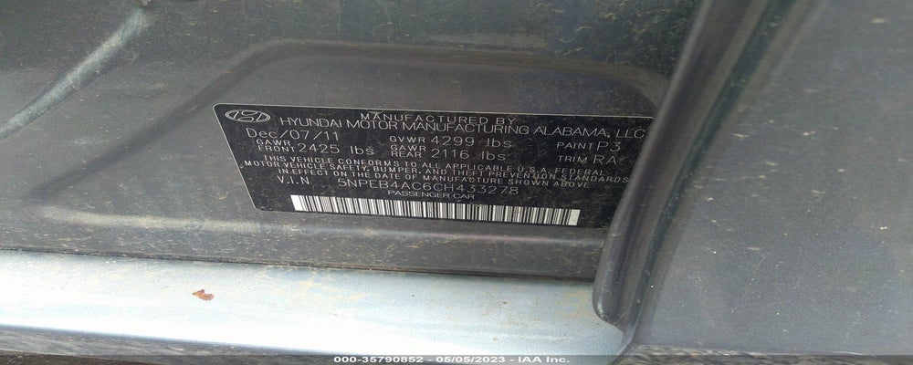 5NPED4AC6CH433278 2012 HYUNDAI SONATA photo no. 9