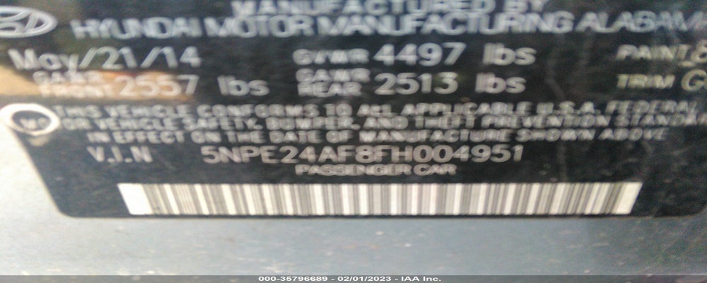 5NPE24AF8FH004951 2015 HYUNDAI SONATA photo no. 9