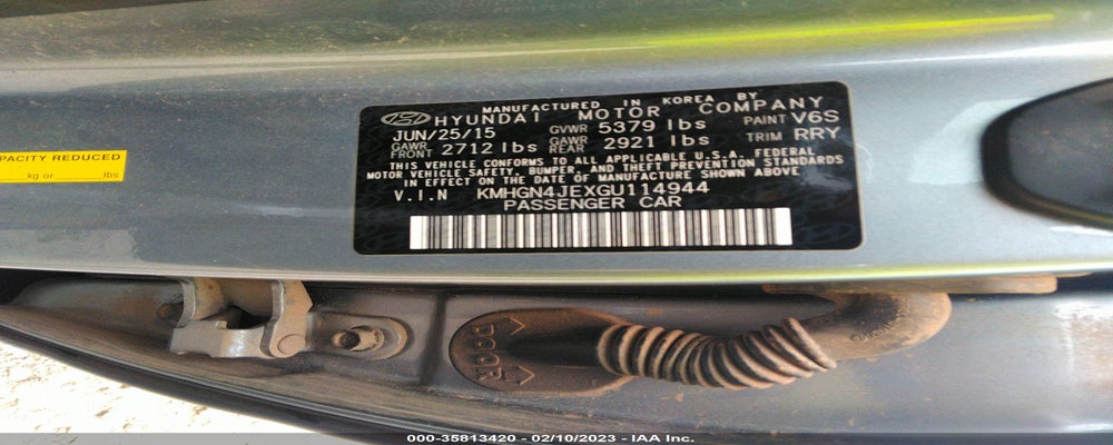 KMHGN4JEXGU114944 2016 HYUNDAI GENESIS photo no. 9