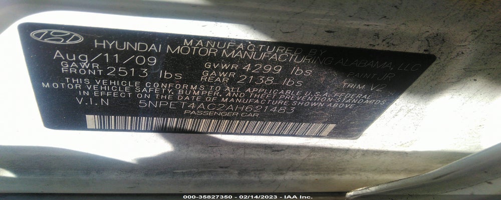 5NPET4AC2AH621483 2010 HYUNDAI SONATA photo no. 9