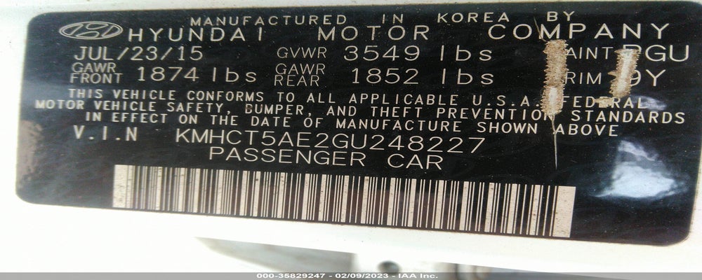KMHCT5AE2GU248227 2016 HYUNDAI ACCENT photo no. 9