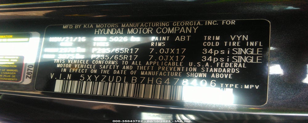 5XYZUDLB7HG478406 2017 HYUNDAI SANTA FE SPORT photo no. 9