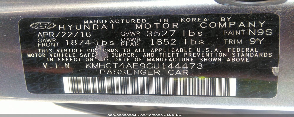 KMHCT4AE9GU144473 2016 HYUNDAI ACCENT photo no. 9