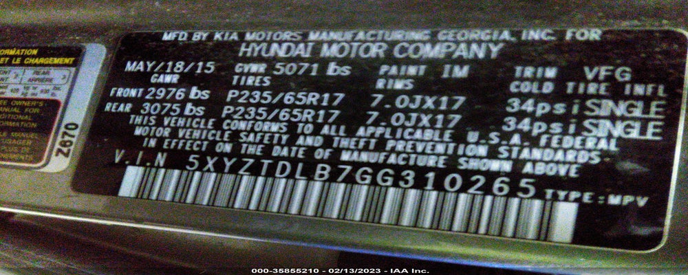 5XYZTDLB7GG310265 2016 HYUNDAI SANTA FE SPORT photo no. 9