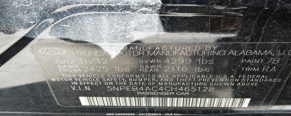 5NPEB4AC4CH465128 2012 HYUNDAI SONATA photo no. 9