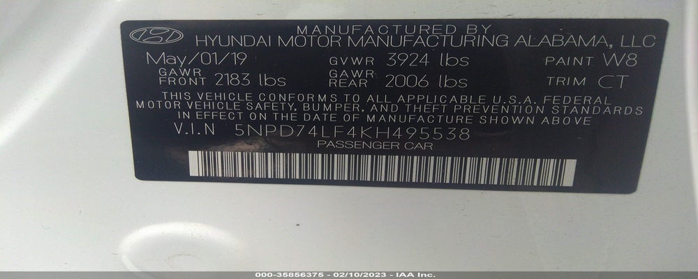 5NPD74LF4KH495538 2019 HYUNDAI ELANTRA photo no. 9