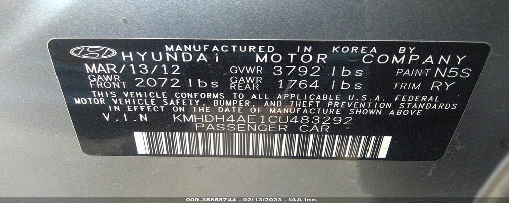 KMHDH4AE1CU483292 2012 HYUNDAI ELANTRA photo no. 9