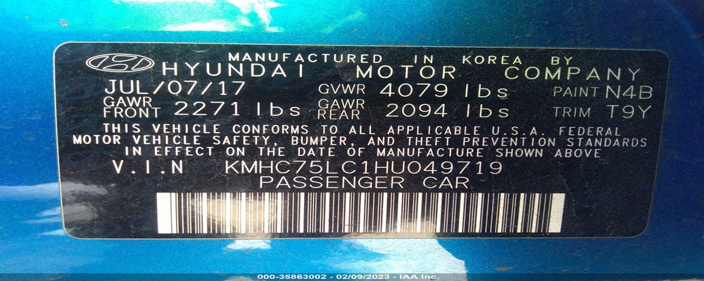 KMHC75LC1HU049719 2017 HYUNDAI IONIQ photo no. 9