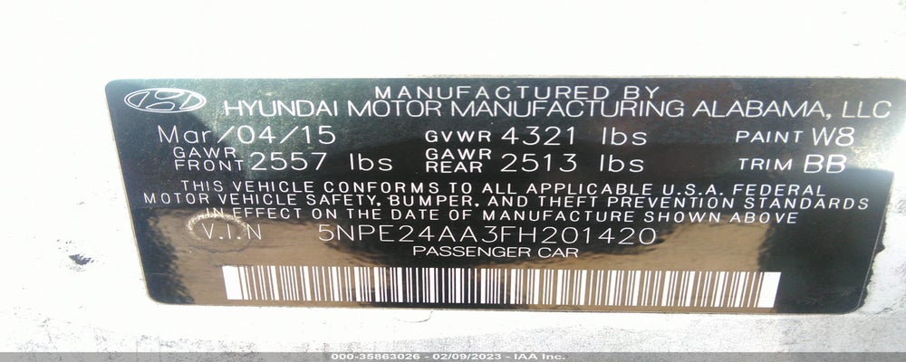 5NPE24AA3FH201420 2015 HYUNDAI SONATA photo no. 9