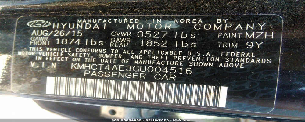 KMHCT4AE3GU004516 2016 HYUNDAI ACCENT photo no. 9